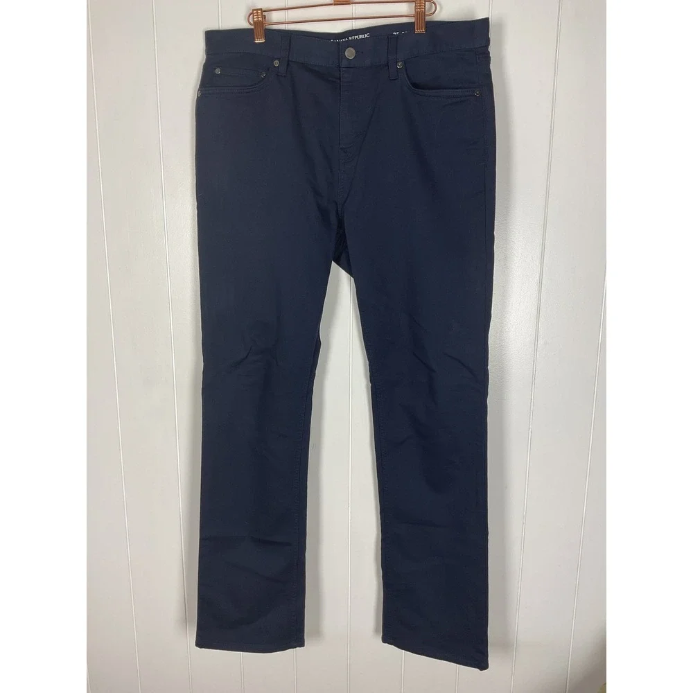 Banana Republic‎ Men's Traveler Navy Slim Fit 5 Pocket Pants SZ 35